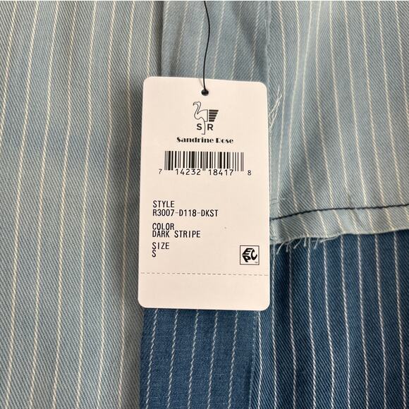 NWT Free People x Sandrine Rose Patchwork Striped Button-Up Shirt, Blue, Small - Picture 2 of 6